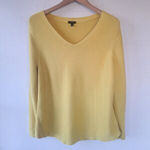 Talbots Yellow 2XL PLUS SIZE Vneck Womens Sweater Cotton Long Sleeve Shirt Top